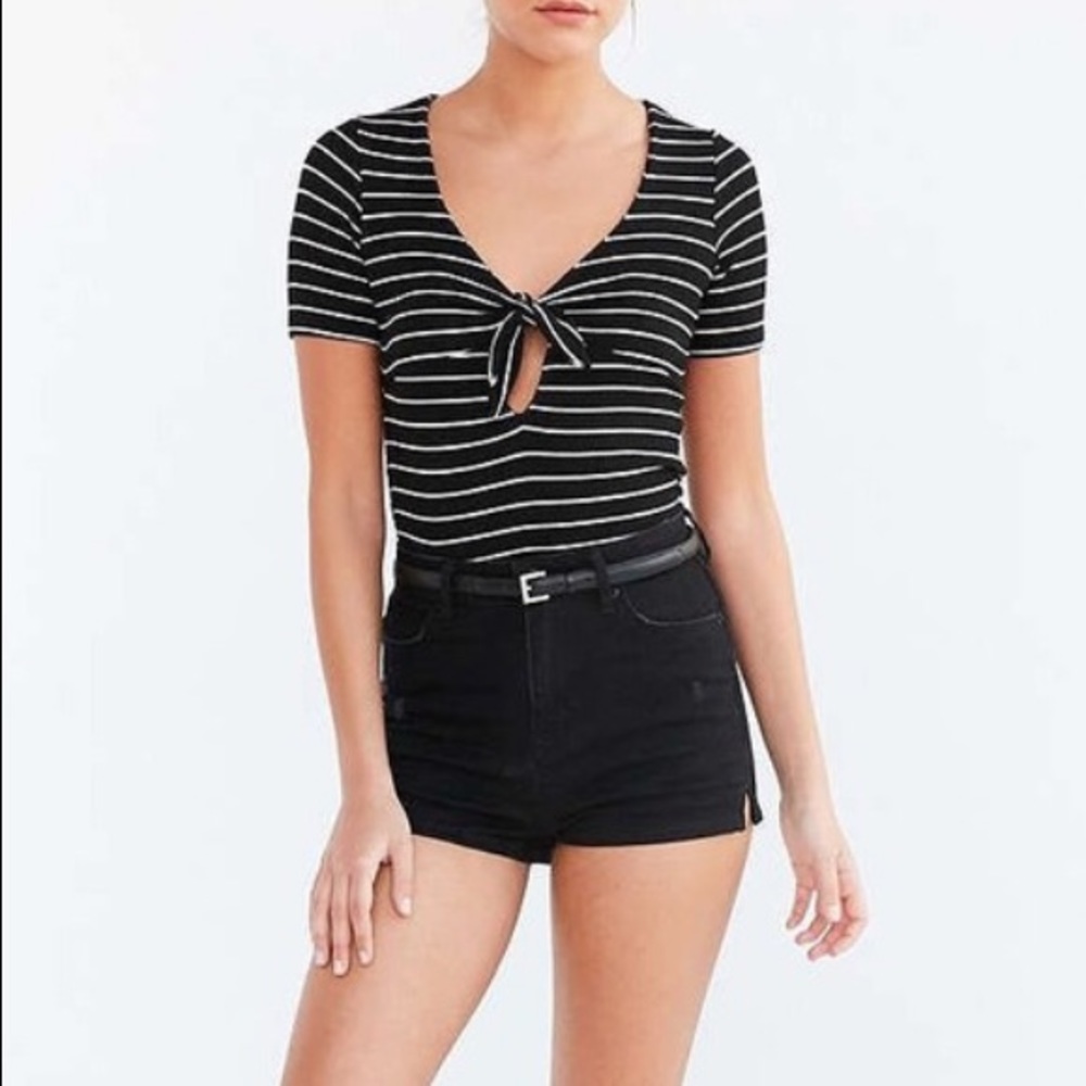 Urban Outfitters Retro Tie Front Striped Crop Top